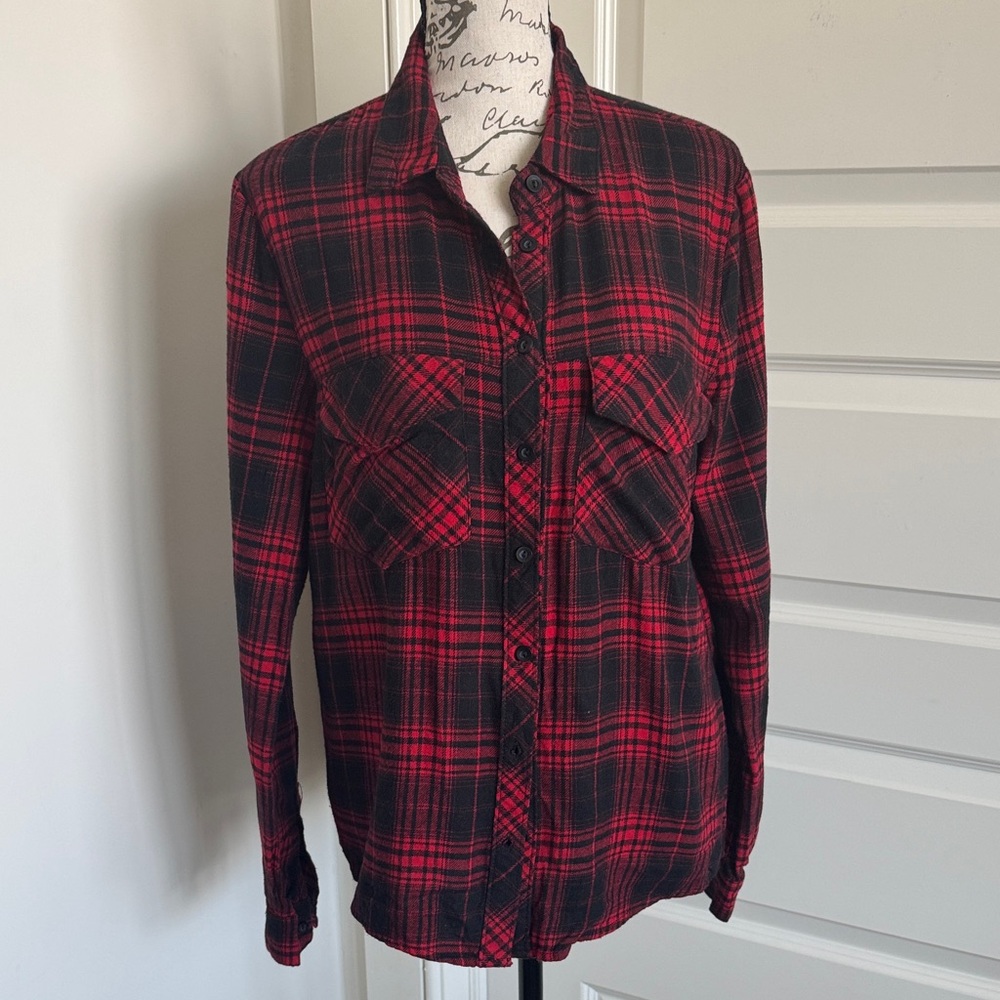 Timing Red and Black Plaid Button Down Shirt